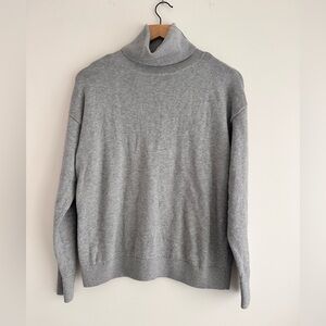 Haven Well Within Elegant Heather Gray Turtleneck Sweater Cashmere/Cotton